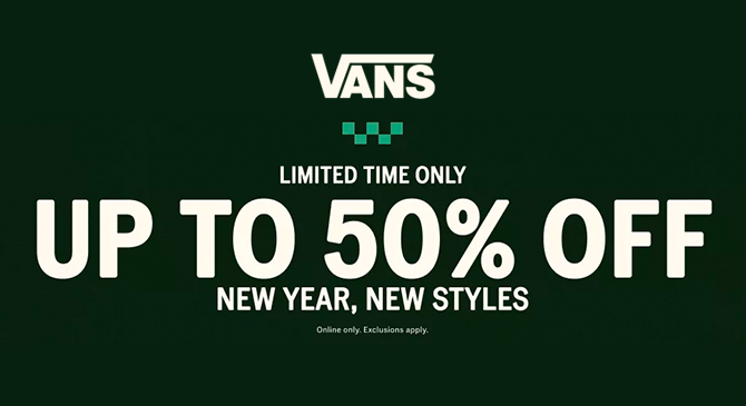 美國Vans官網新年大促,熱門品牌單品低至5折嗨購!